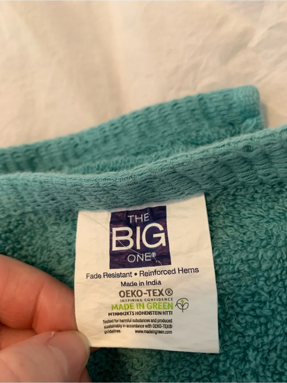 The Big One Teal Bath Towels with Mermaid Accent